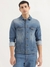 Mens Slim Fit Spread Collar Solid Denim Jacket