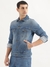Mens Slim Fit Spread Collar Solid Denim Jacket