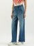 Womens Solid Wide Leg Jeans