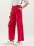 Womens Solid Wide Leg Cargo Trousers