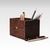 Unmet-desire-croco-series-pen-holder-stand-brown-color-large-two-compartment-side-view