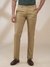Men Regular Fit Solid Medium Khaki Trouser