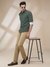 Men Regular Fit Solid Medium Khaki Trouser