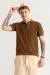 BALDASSARE BROWN KNITTED POLO T-SHIRT