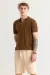 BALDASSARE BROWN KNITTED POLO T-SHIRT