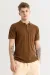 BALDASSARE BROWN KNITTED POLO T-SHIRT