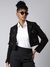 SHOWOFF Women's Black Solid Single Breasted Crop Blazer