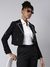 SHOWOFF Women's Black Solid Single Breasted Crop Blazer