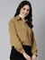 SHOWOFF Women's Solid Shirt Style Khaki Top Comes with Attached Inner Top