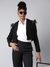 SHOWOFF Women's Black Solid Single Breasted Crop Blazer