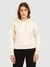 Guess Off White Cotton Solid Hoodie Women