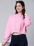 SHOWOFF Women's Self Design Pink Crop Sweatshirt
