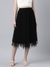 SHOWOFF Women's Solid Flared Black Midi Skirt