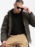 SHOWOFF Men's Hooded Olive Solid Tailored Oversized Jacket comes with Detachable Hoodie and Inner Jacket