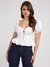 White Solid Sweetheart Neck Poplin Top