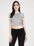 Silver Solid Round Neck Short Sleeves Crop Top