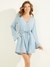 Blue Lyocell Solid Wrap Dress