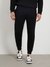 Black Cotton Blend Solid Regular Fit Trackpant