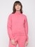 Guess Women's Pink Solid High Neck Long Sleeves Sweatshirt