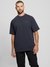Black Soot Solid Round Neck Short Sleeves T-Shirt