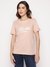 Pink Printed Round Neck Glittery Logo T-Shirt