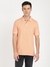 Peach Solid Polo Collar Short Sleeves T-shirt