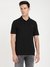 Jet Black Solid Polo Neck Short Sleeves Polo T-Shirt