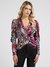 Multicolor Printed Shawl Collar Top