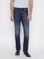 Guess Men's Blue Washed Mid-Rise Regular Fit Jeans