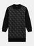 Guess Girls Black Geometric Embellished Round Neck Long Sleeves Sweater Dress