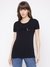 Guess Women's Black Embellished Round Neck Short Sleeves T-Shirt