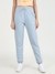 Blue Cotton Blend Solid Regular Fit Trackpant