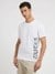 White Cotton Blend Printed Round Neck T-Shirt