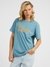 Blue Embroidered Round Neck Short Sleeves T-shirt
