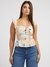 Multi Linen Blend Printed Carine Peplum Top