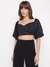 Jet Black Solid Sweetheart Neck Short Sleeves Tube Top
