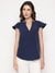 Blue Embellished Mandarin Neck Mattea Top