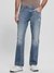 Blue Cotton Blend Solid Bootcut Fit Jeans