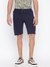 Dark Blue Solid Knee Length Shorts