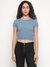 Blue Ribbed Round Neck Dorotea Top