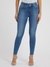 Blue Cotton Blend Solid Skinny Fit Jeans
