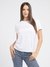 White Pure Cotton Embellished Round Neck T-Shirt