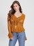 Brown Textured V-Neck Top