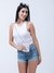 White Textured Round Neck Tank Top