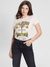 White Printed Round Neck Short Sleeves T-shirt