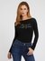 Guess Women Black Solid Boat Neck Full Sleeves Top