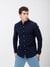 Navy Blue Printed Spread Collar Full Sleeve Shirt