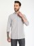 Grey Striped Spread Collar Full Sleeves Shirt