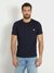Blue Solid Round Neck Short Sleeves T-shirt