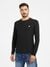 Black Cotton Blend Solid Round Neck T-Shirt